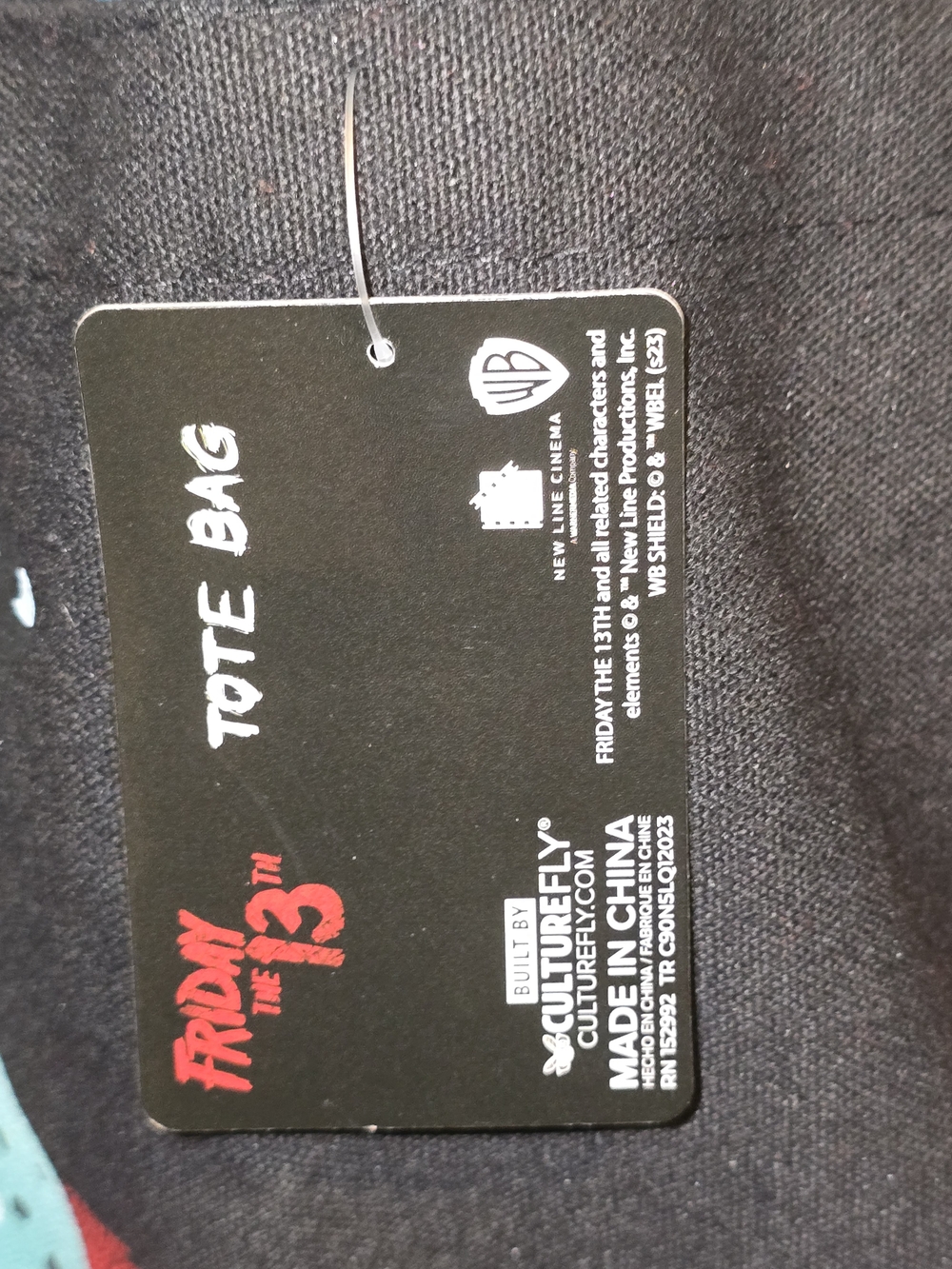 Friday the 13th Red & Black Graphic Canvas Tote with Teal Handles - Picture 4 of 4